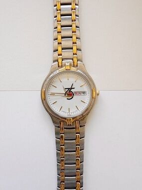 Caravelle Bulova Mens Watch 34mm Two Tone Day Date Quartz Running Vintage